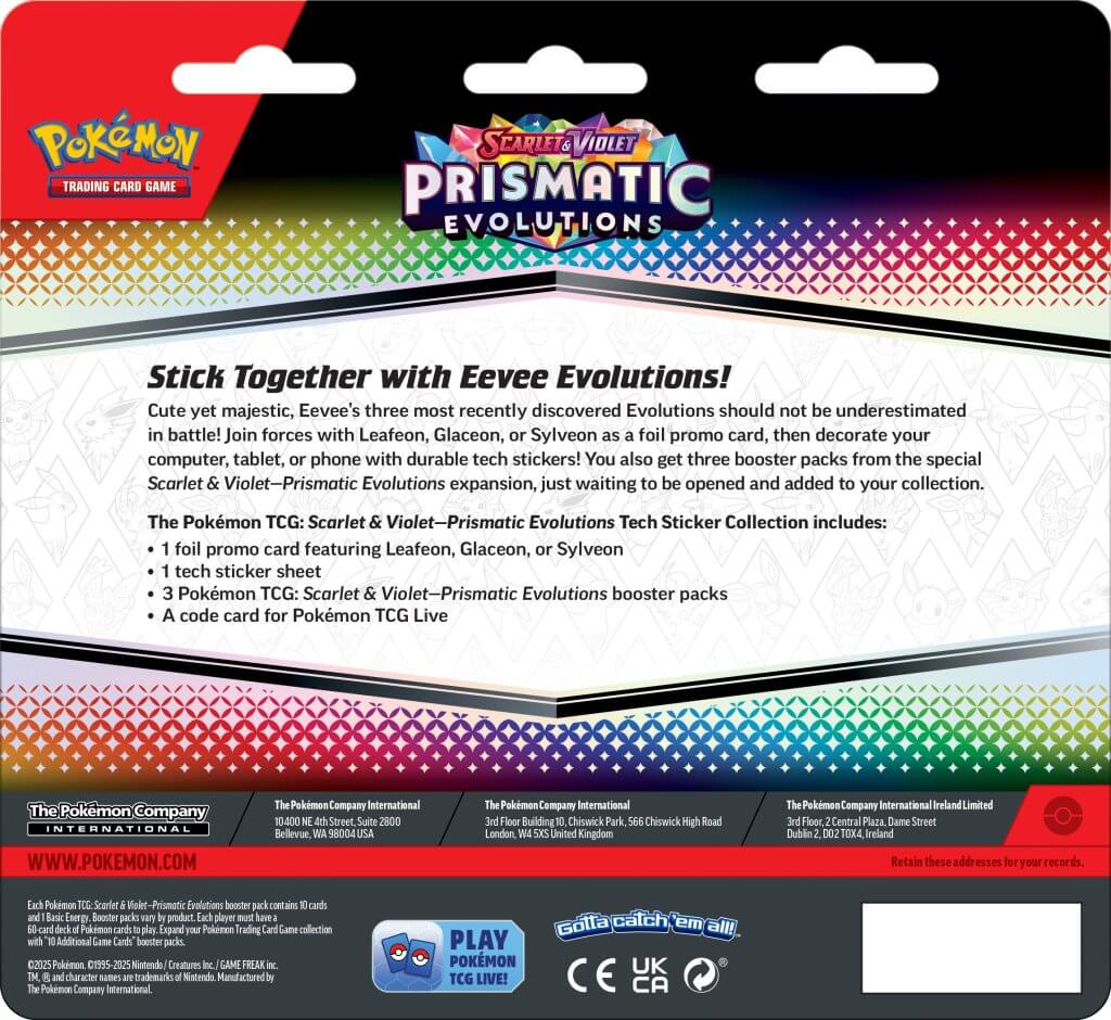 POKÉMON TCG: Prismatic Evolutions Tech Sticker Collection