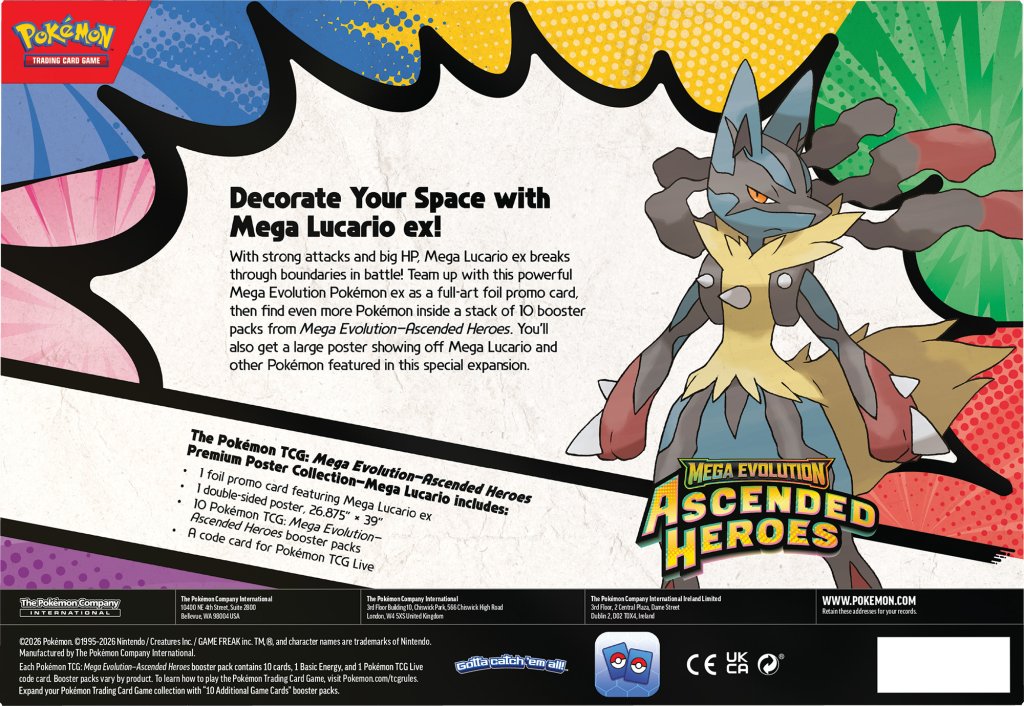 Pokémon TCG: Ascended Heroes Premium Poster Collection - Mega Lucario or Mega Gardevoir (PRE ORDER)!!