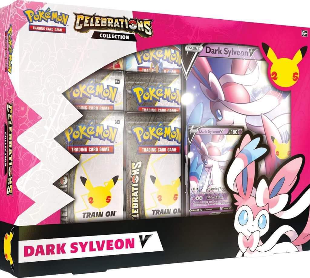 POKÉMON TCG: Celebrations Collections – V Box (Lance’s Charizard V OR Dark Sylveon V)